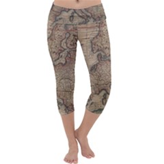Vintage Europe Map Capri Yoga Leggings by Sudheng
