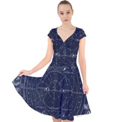 Vintage Astrology Poster Cap Sleeve Front Wrap Midi Dress by ConteMonfrey