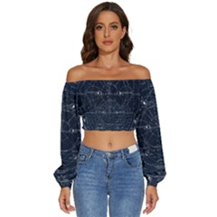 Vintage Astrology Poster Long Sleeve Crinkled Weave Crop Top by ConteMonfrey