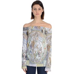 Vintage Astronomy  Off Shoulder Long Sleeve Top by ConteMonfrey