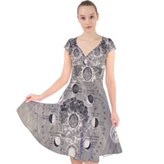 Old Vintage Astronomy Cap Sleeve Front Wrap Midi Dress by ConteMonfrey