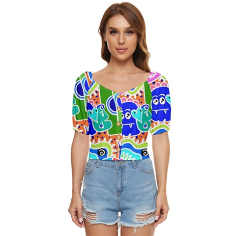 Crazy Pop Art - Doodle Buddies  Button Up Blouse by ConteMonfrey