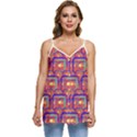 Pink Yellow Neon Squares - Modern Abstract Casual Spaghetti Strap Chiffon Top View1