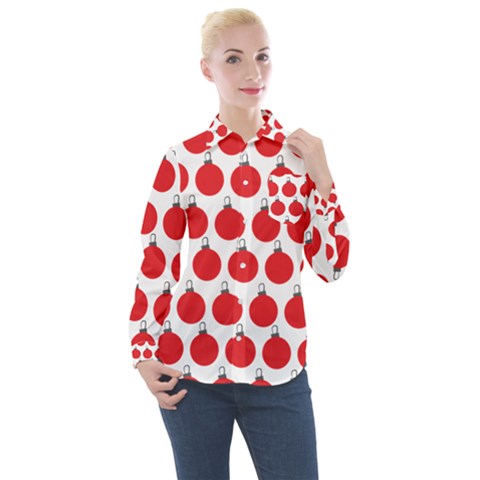 Christmas Baubles Bauble Holidays Women s Long Sleeve Pocket Shirt by Amaryn4rt