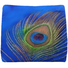 Blue Peacock Feather Seat Cushion by Amaryn4rt