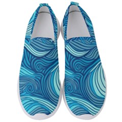 Ocean Waves Sea Abstract Pattern Water Blue Men s Slip On Sneakers by Wegoenart