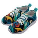 Waves Ocean Sea Abstract Whimsical Abstract Art 5 Kids Athletic Shoes View2