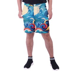 Waves Ocean Sea Abstract Whimsical Abstract Art 5 Men s Pocket Shorts by Wegoenart
