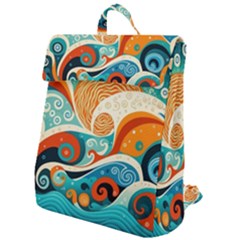 Waves Ocean Sea Abstract Whimsical Abstract Art 4 Flap Top Backpack by Wegoenart