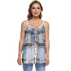 Squad Latvia Architecture Casual Spaghetti Strap Chiffon Top by Celenk