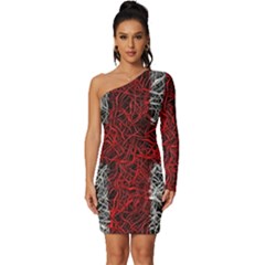 Union Jack Flag Uk Patriotic Long Sleeve One Shoulder Mini Dress by Celenk