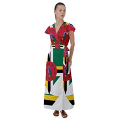 Heart Love Flag Antilles Island Flutter Sleeve Maxi Dress by Celenk