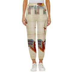 Egyptian Tutunkhamun Pharaoh Design Women s Cropped Drawstring Pants by Celenk