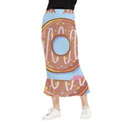 Dessert Food Donut Sweet Decor Chocolate Bread Maxi Fishtail Chiffon Skirt by Uceng