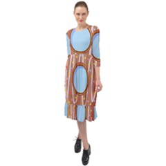 Dessert Food Donut Sweet Decor Chocolate Bread Ruffle End Midi Chiffon Dress by Uceng