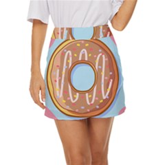 Dessert Food Donut Sweet Decor Chocolate Bread Mini Front Wrap Skirt by Uceng