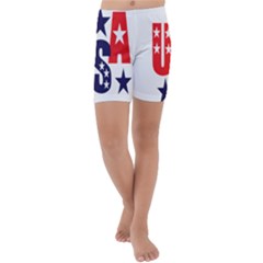 Usa Stars Fourth Of July Symbol America Usa Stars Kids  Lightweight Velour Capri Yoga Leggings by Wegoenart