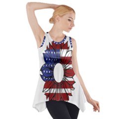 Us Flag Flower Sunshine Flag America Usa Side Drop Tank Tunic by Wegoenart