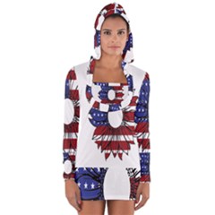 Us Flag Flower Sunshine Flag America Usa Long Sleeve Hooded T-shirt by Wegoenart