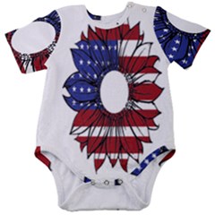 Us Flag Flower Sunshine Flag America Usa Baby Short Sleeve Bodysuit by Wegoenart