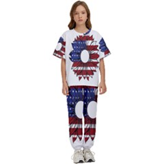 Us Flag Flower Sunshine Flag America Usa Kids  Tee And Pants Sports Set by Wegoenart