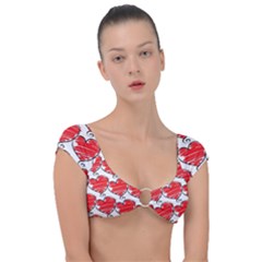 Seamless-heart-red Cap Sleeve Ring Bikini Top
