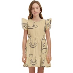 Coffee-56 Kids  Winged Sleeve Dress by nateshop