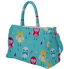 Owls Owl Bird Cute Animal Art Vector  Pattern Colorful Duffel Travel Bag by Salman4z