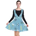 Butterflies Flowers Blue Background Spring Pattern Plunge Pinafore Dress View1