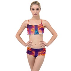 Sci-fi Fantasy Art Painting Colorful Pattern Layered Top Bikini Set by Ravend
