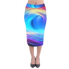 Art Fantasy Painting Colorful Pattern Design Velvet Midi Pencil Skirt by Ravend