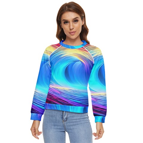 Art Fantasy Painting Colorful Pattern Design Women s Long Sleeve Raglan Tee by Ravend