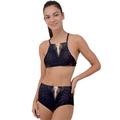 Eagle Ornate Pattern Feather Texture High Waist Tankini Set by Ravend