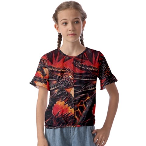 Dragon Kids  Cuff Sleeve Scrunch Bottom Tee by Salman4z