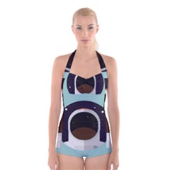 Astronaut Space Astronomy Universe Boyleg Halter Swimsuit  by Salman4z