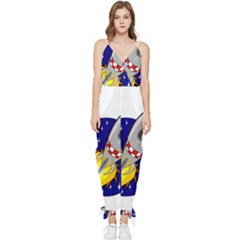 Rocket Ship Launch Vehicle Moon Sleeveless Tie Ankle Chiffon Jumpsuit by Salman4z