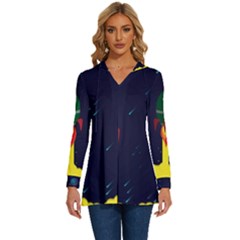 Rocket Halftone Astrology Astronaut Long Sleeve Drawstring Hooded Top by Salman4z