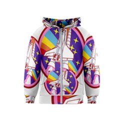 Badge Patch Pink Rainbow Rocket Kids  Zipper Hoodie by Salman4z