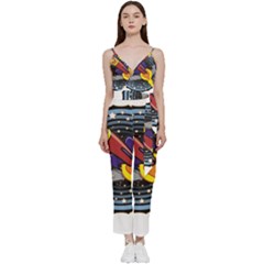 Rocket Space Clipart Illustrator V-neck Spaghetti Strap Tie Front Jumpsuit by Salman4z