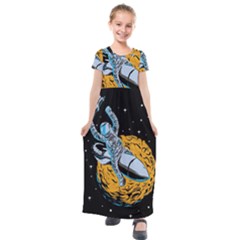Astronaut Planet Space Science Kids  Short Sleeve Maxi Dress by Salman4z