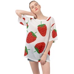 Seamless Pattern Fresh Strawberry Oversized Chiffon Top by Salman4z