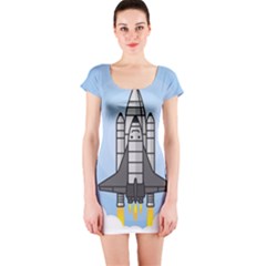 Rocket Shuttle Spaceship Science Short Sleeve Bodycon Dress by Salman4z