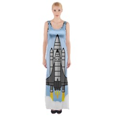 Rocket Shuttle Spaceship Science Thigh Split Maxi Dress by Salman4z