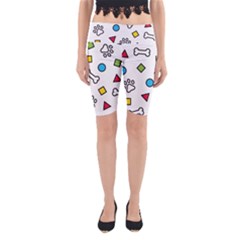 Dog Paw Seamless Pattern Footprint Bone Yoga Cropped Leggings by Salman4z