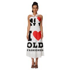 I Love Old Fashioned Sleeveless Cross Front Cocktail Midi Chiffon Dress by ilovewhateva
