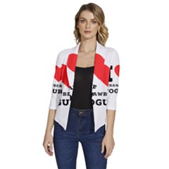 I Love Strawberry Yogurt Women s Draped Front 3/4 Sleeve Shawl Collar Jacket by ilovewhateva