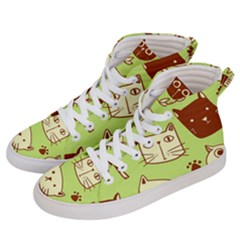 Cute Hand Drawn Cat Seamless Pattern Men s Hi-top Skate Sneakers by Salman4z