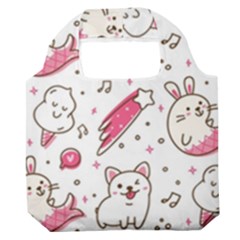 Cute Animal Seamless Pattern Kawaii Doodle Style Premium Foldable Grocery Recycle Bag by Salman4z