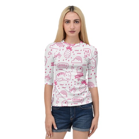 Cute-girly-seamless-pattern Quarter Sleeve Raglan Tee by Salman4z