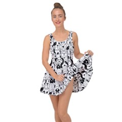 Seamless-pattern-with-black-white-doodle-dogs Inside Out Casual Dress by Salman4z